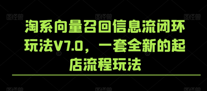 淘系向量召回信息流闭环玩法V7.0，一套全新的起店流程玩法-网创资源吧