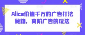 Alice价值千万的广告打法秘籍,高阶广告的玩法-网创资源吧