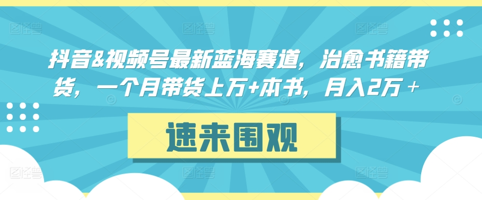 抖音&视频号最新蓝海赛道，治愈书籍带货，一个月带货上万+本书，月入2万＋【揭秘】-网创资源吧