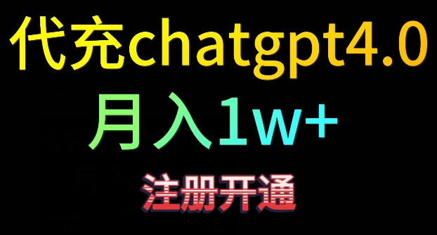 代充chatgpt4，日入500+，精准引流，暴力变现【揭秘】-网创资源吧