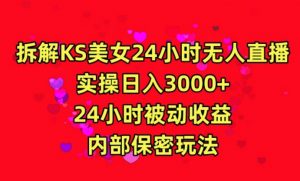利用快手24小时无人美女直播，实操日入3000，24小时被动收益，内部保密玩法【揭秘】-网创资源吧