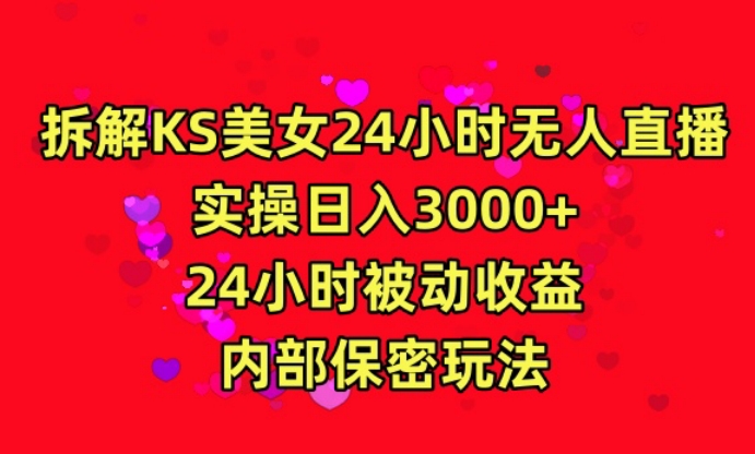 利用快手24小时无人美女直播，实操日入3000，24小时被动收益，内部保密玩法【揭秘】-网创资源吧