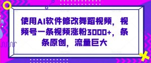 使用AI软件修改舞蹈视频,视频号一条视频涨粉3000+,条条原创,流量巨大【揭秘】-网创资源吧