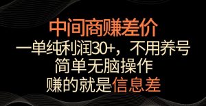 中间商赚差价,一单纯利润30+,简单无脑操作,赚的就是信息差,轻轻松松日入1000+【揭秘】-网创资源吧