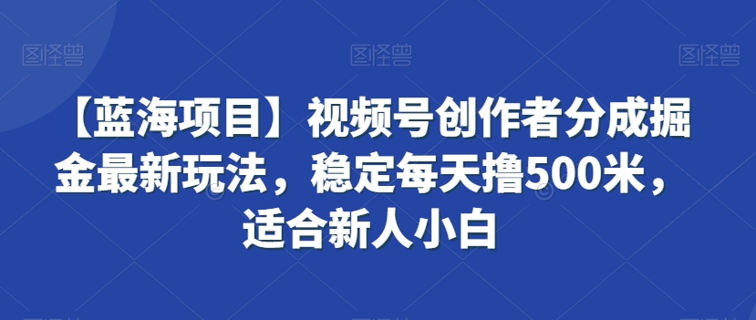 【蓝海项目】视频号创作者分成掘金最新玩法，稳定每天撸500米，适合新人小白【揭秘】-网创资源吧