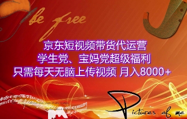 京东短视频带货代运营，学生党、宝妈党超级福利，只需每天无脑上传视频，月入8000+【仅揭秘】-网创资源吧