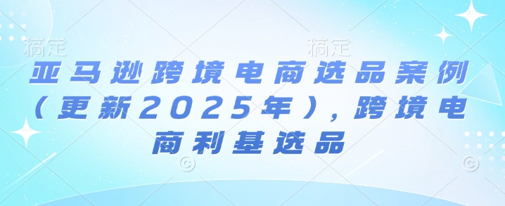 亚马逊跨境电商选品案例(更新2025年)，跨境电商利基选品-网创资源吧