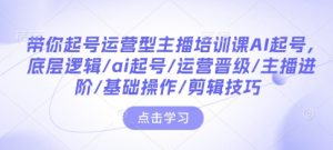 带你起号运营型主播培训课AI起号，底层逻辑/ai起号/运营晋级/主播进阶/基础操作/剪辑技巧-网创资源吧