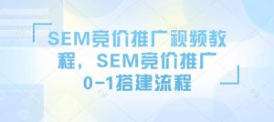 SEM竞价推广视频教程,SEM竞价推广0-1搭建流程-网创资源吧
