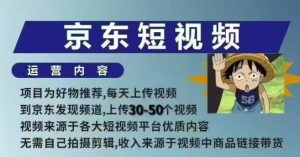 京东短视频带货课，无需自己拍摄剪辑，保姆式教学，两天快速上手-网创资源吧