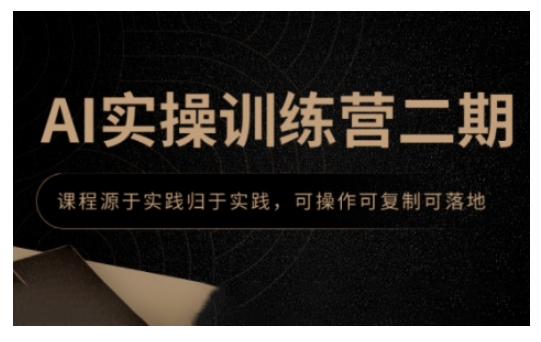 AI实操训练营二期，课程源于实践归于实践，可操作可复制可落地-网创资源吧