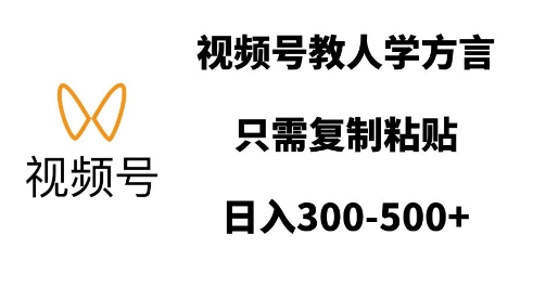 视频号教人学方言，只需复制粘贴，日入多张-网创资源吧